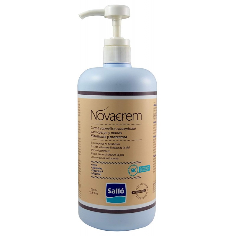 Novacrem 1L: crema hidratante y protectora para cuerpo y manos - Sin tacto graso - Evita las grietas