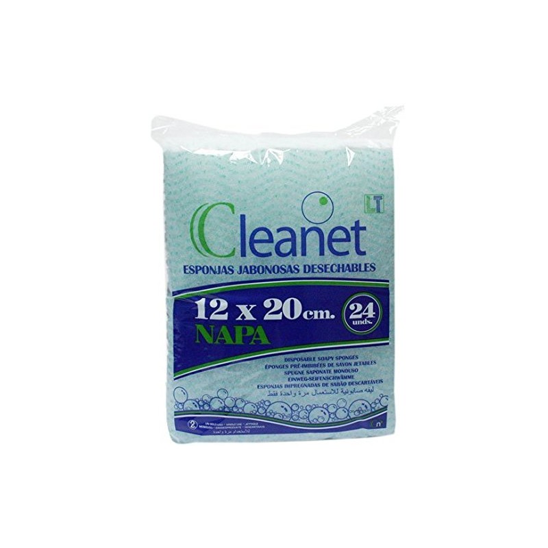 Cleanet: Esponja jabonosa desechable. 12x20cm. 10 paquetes de 24 unidades (240).