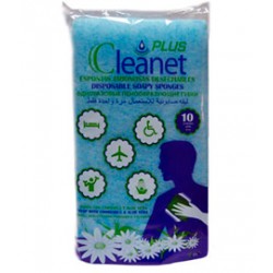 Cleanet Plus: Esponja jabonosa desechable de grosor extra con aloe vera y camomila 12x20cm. 10 paquetes de 10 unidades (100).